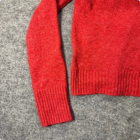 Red Knit Sweater Faux Fur Trim Collar Y2K Glam Winter Top Medium - Picture 6 of 8